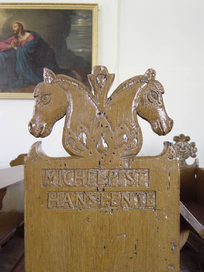 Picture of carved bench in Brunow Church