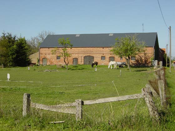 Picture of building and pasture on the Kl Dorfstrae in direction of Neuhausen