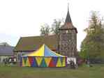 Picture of circus tent in front of Brunow church - October 2004